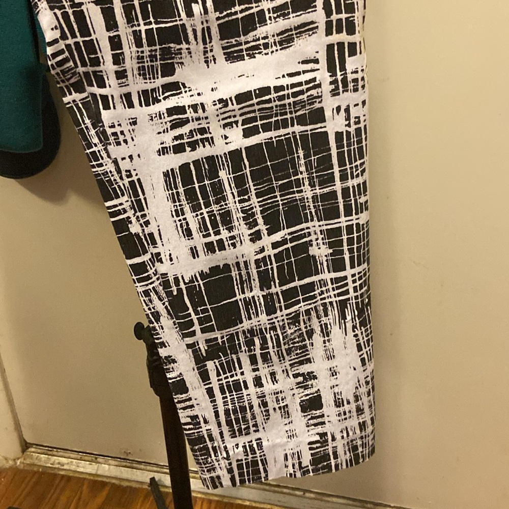INSIGHT STRECH STRAIGHT PANTS Black & White Stripes like paint pull on - Picture 3 of 7